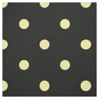 Lemon Yellow Polka Dots on Black Fabric