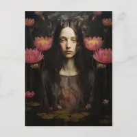 Woman in the Water Lillies Postcard