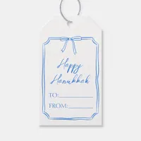 Elegant Blue Bow Customizable Minimalist Hanukkah  Gift Tags