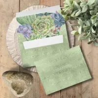 Succulents and Sparkle Wedding Green ID515 Envelope