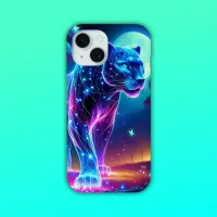 Moon and Panther Holographic Neon Colorful | iPhone 15 Case