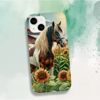 Pretty Brown and White Horse on Rustic Farm Case-Mate iPhone 14 Case