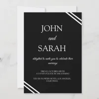 Simple Elegant Minimalist White & Black Wedding Invitation