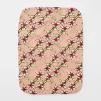 Pink Poinsettia and Snowflakes Striped Christmas Baby Burp Cloth