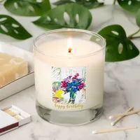 Abstract Floral Personalized Birthday Gift Scented Candle