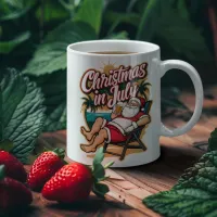 Festive Santa Enjoying Beer in July Coffee Mug