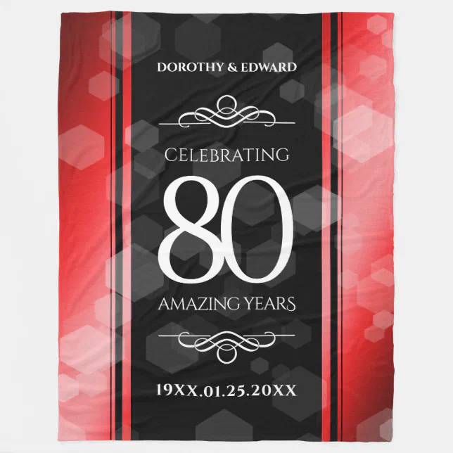 Elegant 80th Ruby Wedding Anniversary Celebration Fleece Blanket