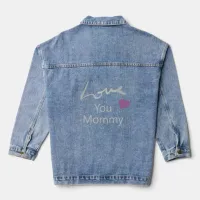 Mommy Purple Pink Love Heart & Silver Script Denim Jacket