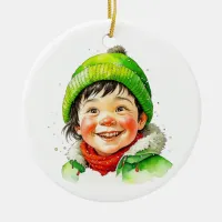 Vintage Christmas Elf  Personalized Ceramic Ornament