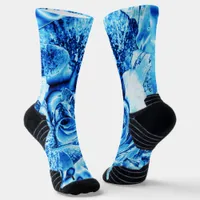 Blue Ice Rose Photo Edit Socks