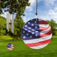 American Flag in the Wind Waving Banner Wind Chime