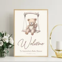 Vintage Teddy Bear Baby Shower Party Welcome Sign