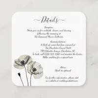 Simple Elegant Minimalism Black and White Poppies  Enclosure Card