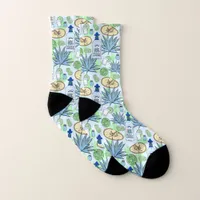 Tequila Mexican Blue Agave Cactus and Sombreros Socks