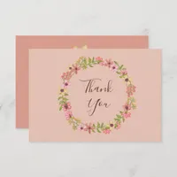 Pink Spring Flowers Baby Shower Botanical Pretty Thank You Card