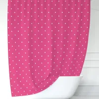 Hot Pink and White Polka Dots Shower Curtain