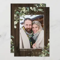 Rustic Wood Eucalyptus Wedding Photo Save the Date