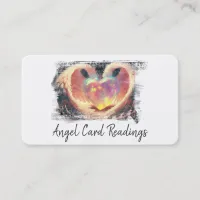 *~* Puffy Opal Heart Gold Angel Wings AP78 QR Business Card