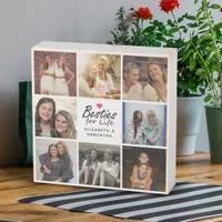 Besties For Life Script Best Friends Photo Collage Wooden Box Sign