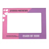 Vibrant Purple and Pink Hearts Colorful Graduation Magnetic Frame