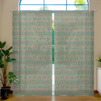 Southwest Teal Copper Geometric Design 50x108 Inch Sheer Curtains