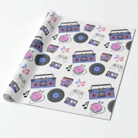 Retro 1980's Era Music Birthday Wrapping Paper