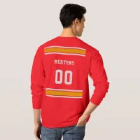 Red Yellow White Sports Team Name Long Sleeve T-Shirt