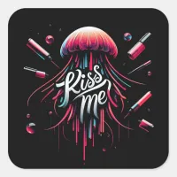 Colorful Jellyfish Illustration With Vibrant Typog Square Sticker