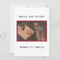 One photo simple elegant merry christmas holiday card