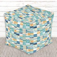 Patchwork Coastal Summer Sea Ocean Waves Beach Pouf