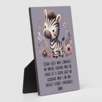 Woodland Zebra Kids Christian Prayer on Purple | Plaque