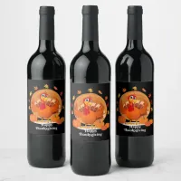Happy Thanksgiving Typography Wine Label