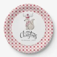 Watercolor Winter Fox Christmas Party Paper Plates