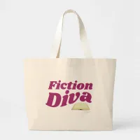 Fiction Diva Sassy Author Design Slogan Large Tote Bag