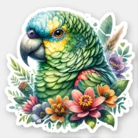 Beautiful Colorful Watercolor Amazon Parrot Sticker