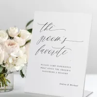 Romantic Calligraphy The Groom's Favorite Wedding Pedestal Sign