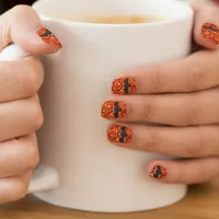 Orange Faux Glitter and Black Bat Halloween Nails Minx Nail Wraps