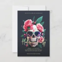 Floral Skull Halloween Party Invitation