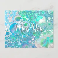 Personalized Sea Glass Blue and Green Miss You Postcard