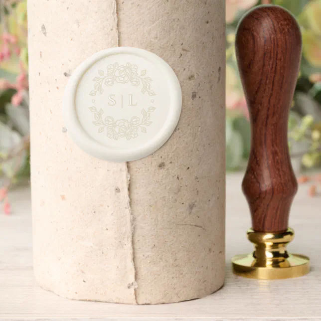 Minimal Elegant Outline Floral Wedding Wax Seal Stamp