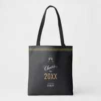 New Year Business Logo Modern Gold Greek Meander Tote Bag