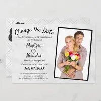 Change the Date Add Photo Wedding Grey Parchment Save The Date