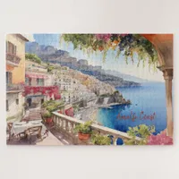 Amalfi Coast Italy Watercolor Sketch  | Jigsaw Puzzle