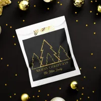 Elegant Minimalist Gold Christmas Trees on Black Favor Bag