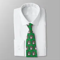 Quarantine Christmas Funny COVID Pathogen Green Neck Tie