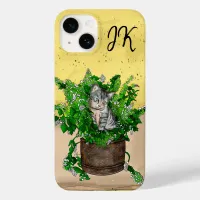 Cute Gray Kitten sitting in a Pot of Catnip Case-Mate iPhone 14 Case