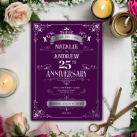 Elegant Violet Silver 25th Wedding Anniversary Foil Invitation