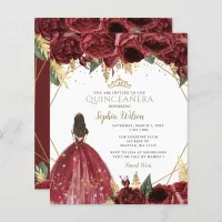 Budget Burgundy Princess Quincea&#241;era Invitation