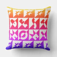 Best Mom Orange, Pink, Blue, Pattern and Stars Throw Pillow