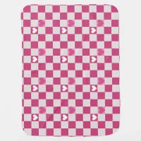 Pink Checkers & Hearts Baby Blanket